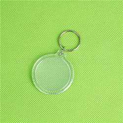 Porte-clés cadre photo acrylique, avec porte-clés fendus, plat rond, clair, 4.5x4.5 cm