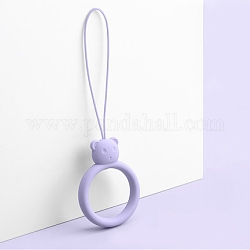 Bague avec des formes d'ours bagues en silicone pour téléphone portable, cordons courts suspendus à anneau de doigt, lilas, 9.5~10 cm, anneau: 40x30x9 mm