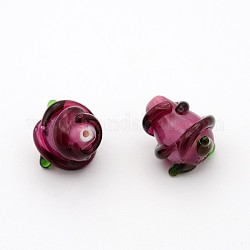 Handmade Lampwork 3D Flower Beads, Saddle Brown, 15x13mm, Hole: 1mm