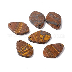 Naturels pendentifs tigre de fer, losange, 35.5~36x24.5~25.5x3~5mm, Trou: 1.8~2mm