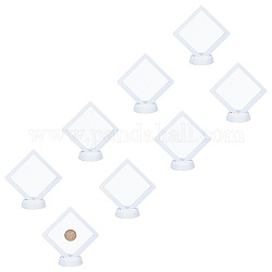 Superfundings 8pcs 9cm weißer kunststoffständer 3d schwimmender vitrinenhalter hängerahmen mit weißem kunststoffständer basis für medaillen münzen briefmarken medaillenpinringe