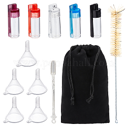 Globleland kit portatile per l'erogazione di polvere di spezie, comprese le mini bottiglie di vetro di vetro, spazzola per provette, tramoggia a imbuto, piccola pala, sacchetti di velluto, colore misto, 19~185x6~23mm