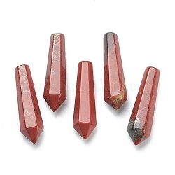 Натуральный красный яшма остроконечные бусы, лечебные камни, палочка для медитативной терапии, уравновешивающая энергию рейки, пуля, неочищенные / без отверстий, граненые, для проволоки, свернутой подвесками материалы, 29~33x7.5~8.5 мм