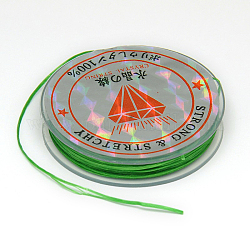 Cuerda de cristal elástica plana, Hilos de cuerda, verde, 0.8mm, alrededor de 10.93 yarda (10 m) / rollo