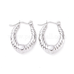 304 Stainless Steel Hoop Earrings for Women, Oval, Stainless Steel Color, 23x16.5x4mm, Pin: 0.8mm
