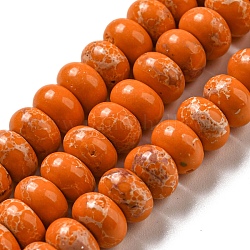 Синтетические окрашенные нити императорской яшмы, рондель, темно-оранжевый, 8~8.5x5~5.5 мм, отверстие : 1.2 мм, около 76~77 шт / нитка, 15.20''~15.47