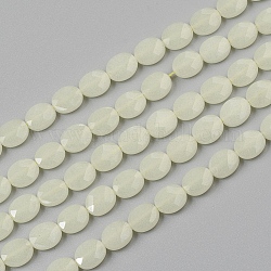 Brins de perles en pierre synthétique, facette, ovale, 9.8~10.3x8~8.3x3.7~4.1mm, Trou: 0.8mm, Environ 40 pcs/chapelet, 15.55 pouce (39.5 cm)