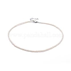 Semences de verre colliers de perles, avec des perles à sertir en laiton et 304 fermoir en acier inoxydable avec pince de homard, bisque, 18.3 pouce (46.5 cm)