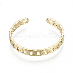 Латунные манжеты кольца перста, открытые кольца, без никеля , форма обочины, реальный 18k позолоченный, Размер 9, внутренний диаметр: 19 мм