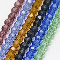 Eco-Friendly Faceted Glass Round Bead Strands, Mixed Color, 8mm, Hole: 1mm, about 72pcs/strand, 22.6 inch