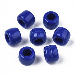 Opake Acrylperlen europäischen, Großloch perlen, Rondell, dunkelblau, 8x6 mm, Bohrung: 4 mm, ca. 2033 Stk. / 500 g