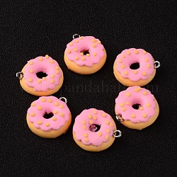 Полимерная глина Подвески, пончик, ярко-розовый, 19x7 мм, отверстие : 3 мм