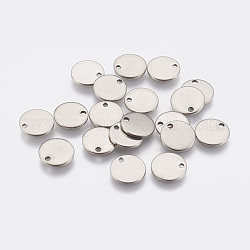 Couleur originale estampage breloques étiquette vierge 304 pendentifs ronds plats en acier inoxydable, 10x0.6mm, Trou: 1.2mm