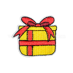 Рождественская тема компьютеризированная вышивка ткань самоклеящиеся патчи, наклеить патч, аксессуары для костюма, аппликация, коробка, 39x36 мм