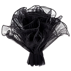 Nbeads 2bags plissettato filato di garza mazzi di fiori confezioni da imballaggio, adatto per la decorazione del regalo della festa della mamma, nero, 4572x280mm, 5yards / bag