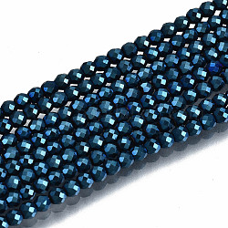 Electroplate non magnetici ematite sintetico fili di perline, tondo, sfaccettato, blu royal, 2.5x2mm, Foro: 0.8 mm, circa 186~197pcs/filo, 14.96 pollice ~ 15.75 pollici (38 cm ~ 40 cm)