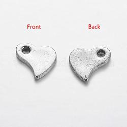 Original Color Heart Charms 201 Stainless Steel Pendants, Chain Extender Drop, 6x5.5x0.5mm, Hole: 1mm