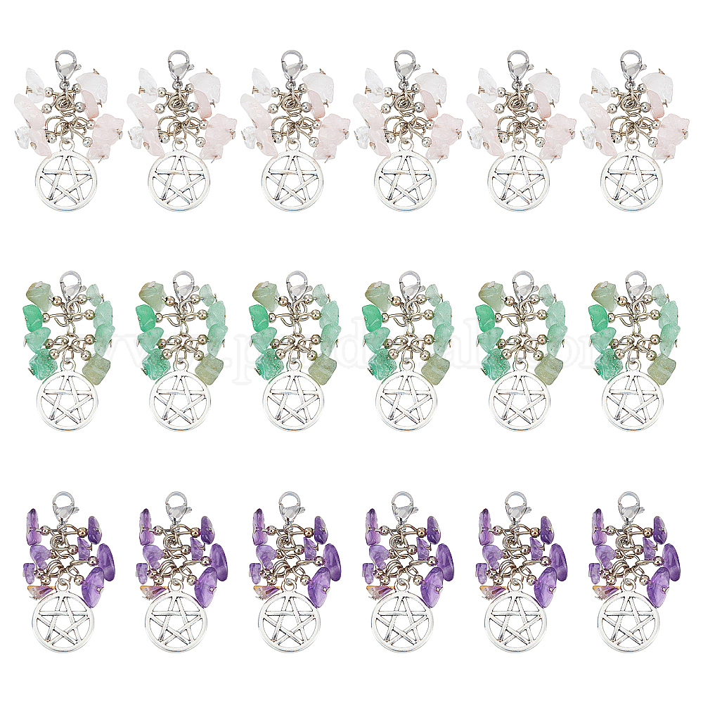 PandaHall 12 Ciondoli In Pietre Preziose Naturali Per Gioielli Fai Da Te - Forma Fungo Con Elementi In Ottone, Per Collane E Amuleti, Mix Di Pietre Tra Cui Ametista E Labradorite - 2