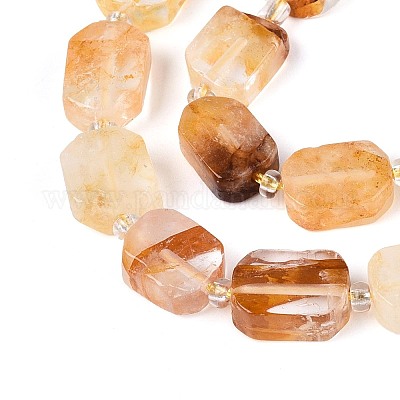 Натуральный желтый гематоидный кварц/золотые целебные кварцевые бусины нити&nbsp;G-C098-A29-01-1