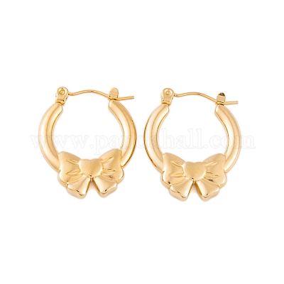 Ионное покрытие (ip) серьги-кольца из нержавеющей стали 304 для женщин EJEW-P279-29G-1