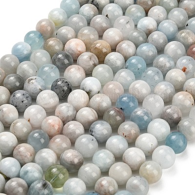 Natürliche Aquamarin Perlen Stränge&nbsp;G-F591-29A-12mm-02-1