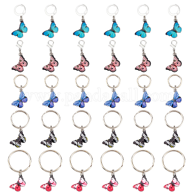 WADORN 30pcs Colorful Butterfly Enamel Pendants, 5 Styles Butterfly  Keychains Women Purse Bag Car Charms Cute Key Ring Pendants Decoration for