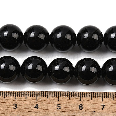 Натуральный черный турмалин бисер нитей&nbsp;G-E444-27-12mm-1