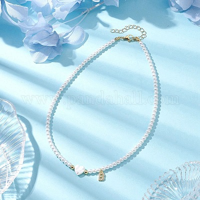 Ожерелья с подвесками из латуни микро-паве класса AAA с кубическим цирконием и буквами NJEW-JN04771-02-1