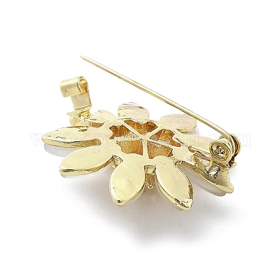 Броши кошачий глаз из цветочного сплава и стекла JEWB-C037-02G-1