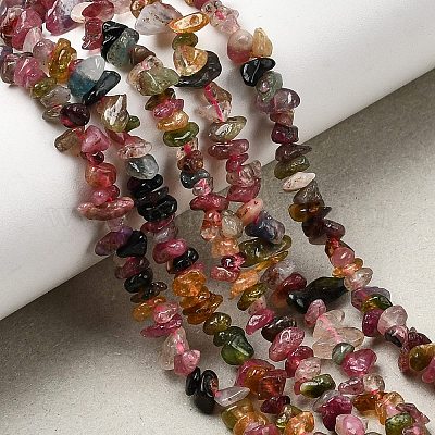 Нити из натуральных разноцветных турмалиновых бусин&nbsp;G-F328-37A-1