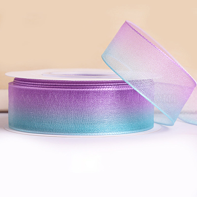 Wholesale Gradient Rainbow Color Polyester Chiffon Ribbon 