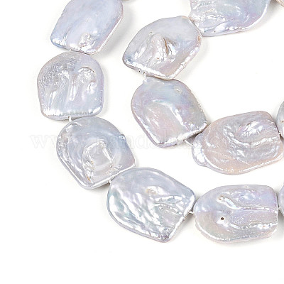 Нити бусин из натурального зернистого жемчуга кеши в стиле барокко&nbsp;PEAR-S022-08-1