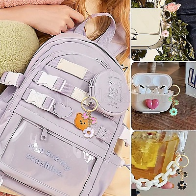 6шт. брелок для ключей с цветочным сплавом и эмалью&nbsp;KEYC-YW00171-01-1