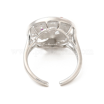 Открытое кольцо-манжета с красочным деревом жизни из бисера из смолы RJEW-G274-02P-1