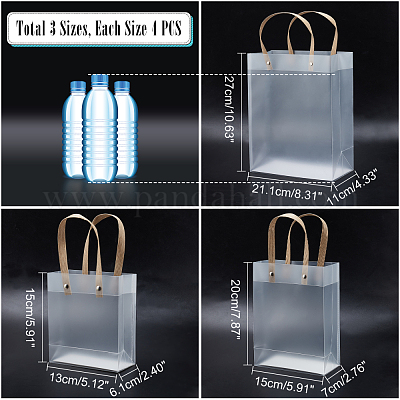  15 Pack Clear Gift Bags with Handles Transparent PVC Gift Bag  Heavy Duty Gift Wrap Bags Large Reusable Plastic Bags for Bridal Party Baby  Shower Wedding Birthday Shopping Bag (7 x