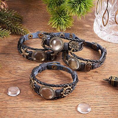 Wholesale SUNNYCLUE DIY 4 Sets Braided Leather Bracelet Making Kit  Multilayer Rope Bangle Cuff Wristband with Blank Alloy Cabochon Bezel Tray  