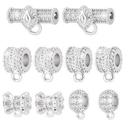 10 шт. 5 стиля латунных трубчатых дужек с микропаве из кубического циркония KK-AR0001-85-1