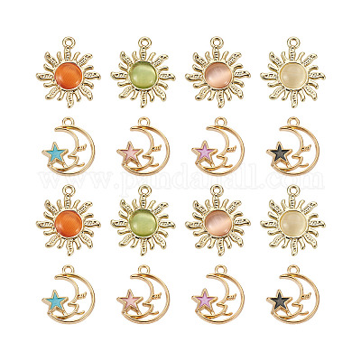 16 шт. 8 стиля подвески из сплава кошачий глаз&nbsp;ENAM-BT0001-09-1