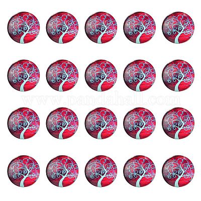 Половина раунд / купол дерево шаблон стекло Flatback кабошоны для поделок проектов GGLA-YW0001-14E-1