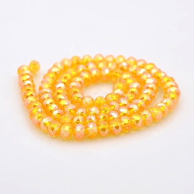 Ab цвет гальваническим граненый Rondelle стеклянные бусы GLAA-A024D-AB11-1