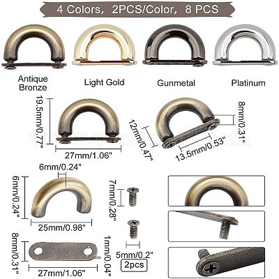 8 шт. 4-х цветные D-образные застежки из цинкового сплава&nbsp;FIND-PH0002-92-1