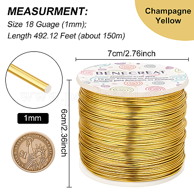 Wholesale BENECREAT 18 Gauge (1mm) Aluminum Wire 492FT (150m) Anodized  Jewelry Craft Making Beading Floral Colored Aluminum Craft Wire - Light  Gold 