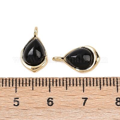 Подвески-капли из натурального черного оникса (окрашенные и нагретые) KK-B157-33B-G-1