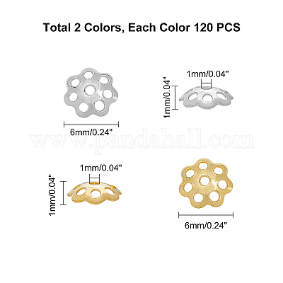 240pcs 8 Styles Stainless Steel Flower Bead Cap Bails End Charm Caps for  Jewelry DIY 