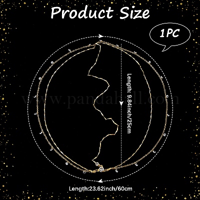 Сплав со стразами цепочка для волос&nbsp;DIY-WH20058-11G-1