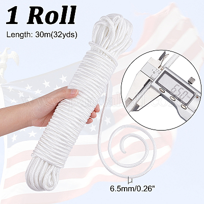 White Nylon Flagpole Rope 6.5mm