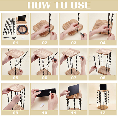 Подставка для органайзера из платана с железной щепой и доской для сообщений&nbsp;ODIS-WH0038-236-1