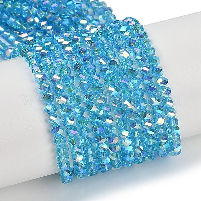 Chapelets de perles en verre électroplaqué&nbsp;GLAA-Q105-04G-1