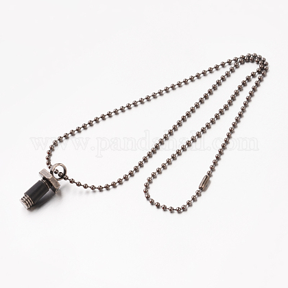 真鍮製ペンダントネックレス レザー 合金パーツとボールチェーンコネクター ブラック 25 9インチの通販 Jp Pandahall Com