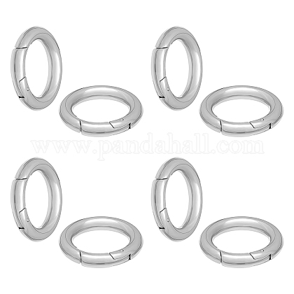 UNICRAFTALE 4pcs 17mm Spring Gate Rings 304 Stainless Steel Rings O Rings Keychain Ring Round Snap Clasps Metal Spring Gate Rings for Jewelry Making Keyring Buckle STAS-UN0007-25P-1